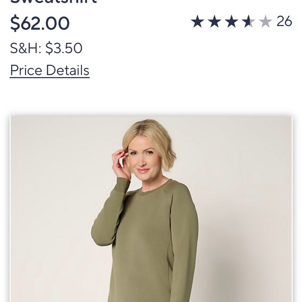 Belle by Kim Gravel Scubaluxe Long Sleeve Crewneck Top Color= Tea leaf - Picture 2 of 6